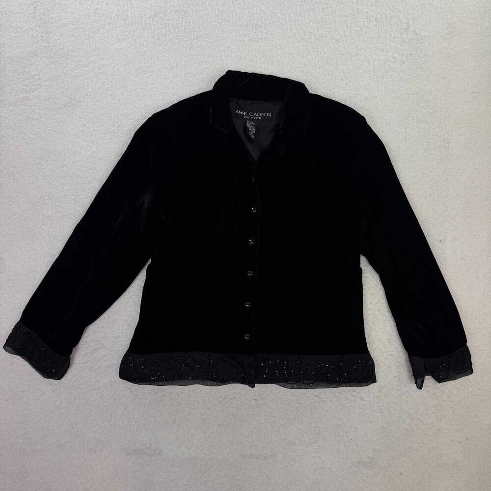 Anne Carson Fairy Grunge Jacket Black Velvet Beaded Party Evening Size 10P
